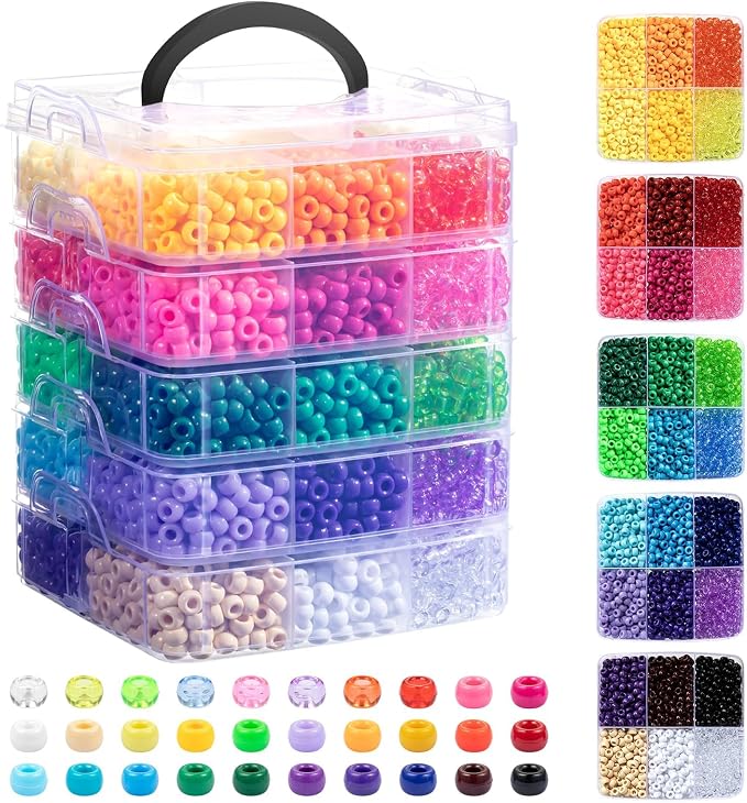 Simetufy 6000Pcs Pony Beads, 30 Colors 6x9MM Kandi Beads Bulk by Simetufy