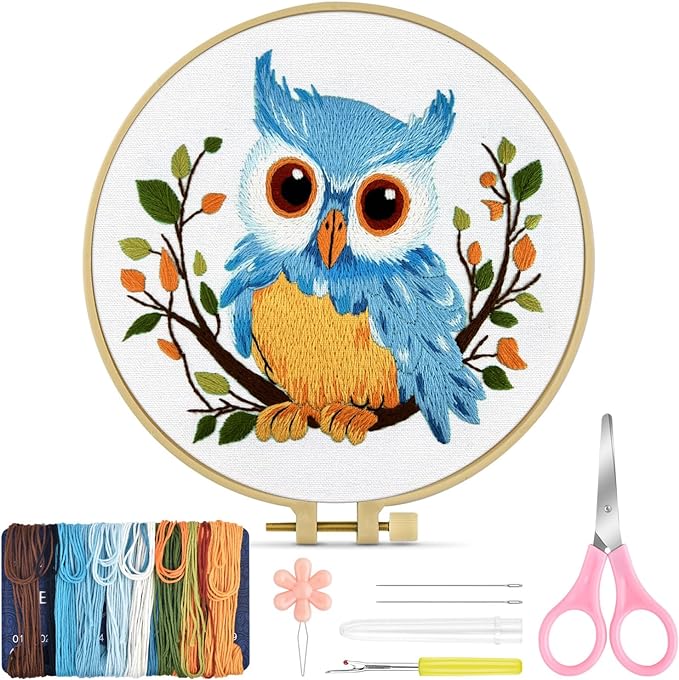 TINDTOP Embroidery Kit for Beginners Adult, Owl Embroidery Kit | Include by TINDTOP