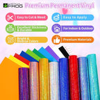 VINYL FROG Glitter Permanent Vinyl Bundle 20 Pack Glossy Holographic Adhesive - Image 3
