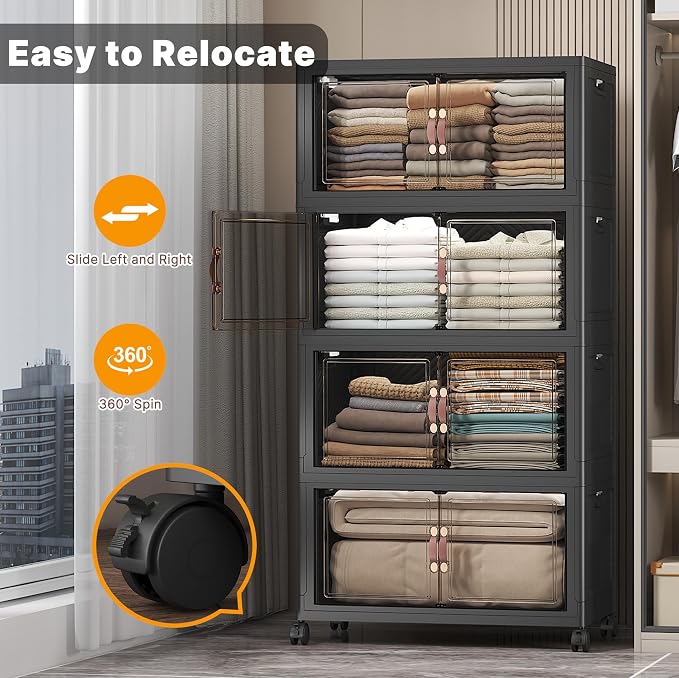 UAMFURI Stackable Storage Bins, 480QT Collapsible Drawers - Image 5