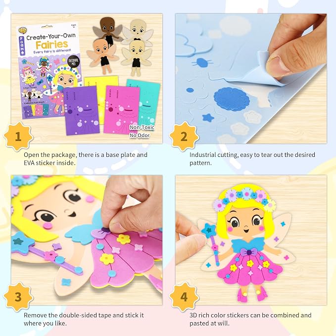 VKPI 4 Pieces EVA Foam Art Crafts Gift Kit, Creative Make Your Own Fairies - Image 2