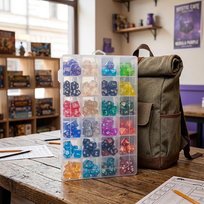 3 Pack DND Dice Storage Box Each 24 Grids Polyhedral Dice Organizer - Image 7