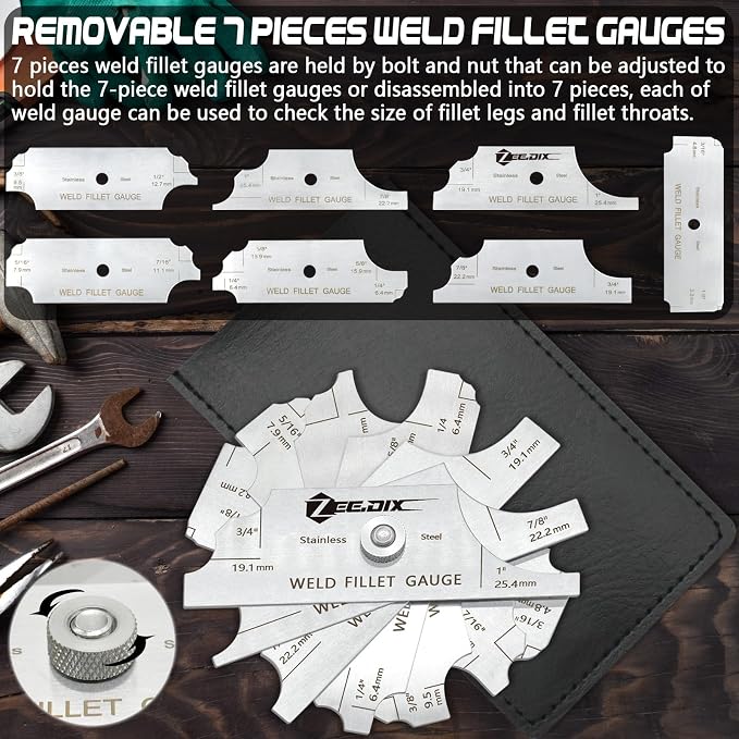 ZeeDix Metal Fillet Weld Gauge Set | Stainless Steel Welding Inspection Gauge - Image 4
