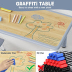 Brelley Height Adjustable Toddler Table and 4 Chairs Set, Graffiti Desktop - Image 4