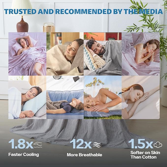 Cooling Blanket King Size, Cold Blanket Thin Lightweight Breathable Soft - Image 6