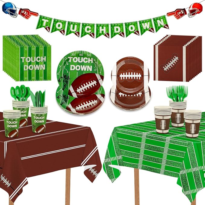 171 PCS Football Party Supplies Kit, Disposable Tableware Plates Napkins Cups by Unknown