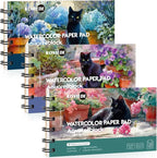 KOVIEDE 100% Cotton Watercolor Paper Pad 3 Pack Cold Press 140lb/300gsm Spiral by KOVIEDE