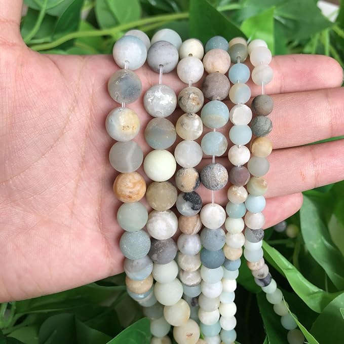 60pcs Natural Matte Amazonite Gemstone Beads，6mm Frosted Round Loose Stone Beads - Image 7
