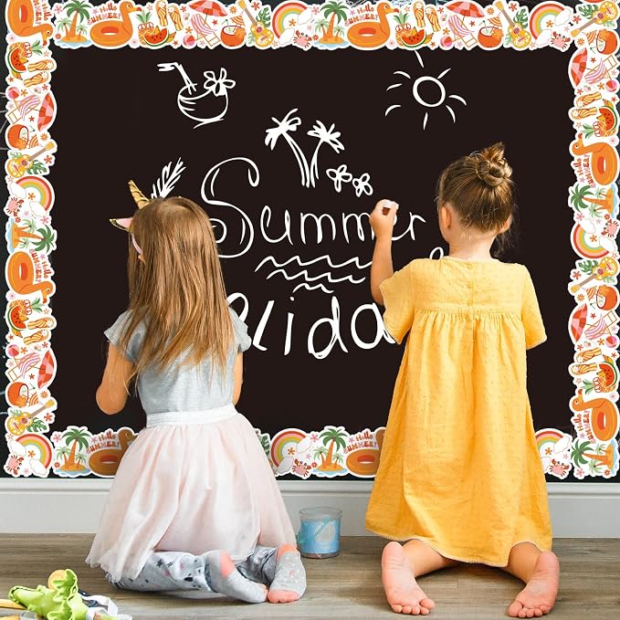 FYSUIMU 65.6 Ft Groovy Summer Bulletin Board Borders Retro Tropical Hawaiian - Image 4