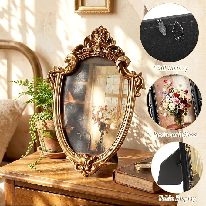 Sliner 9 Pcs Vintage Picture Frames Set Gallery Wall Frame Assorted Sizes 6x8 - Image 3