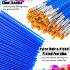 100Pcs Small Paint Brushes Bulk, Anezus Flat Top Acrylic Classroom Brush - Image 4