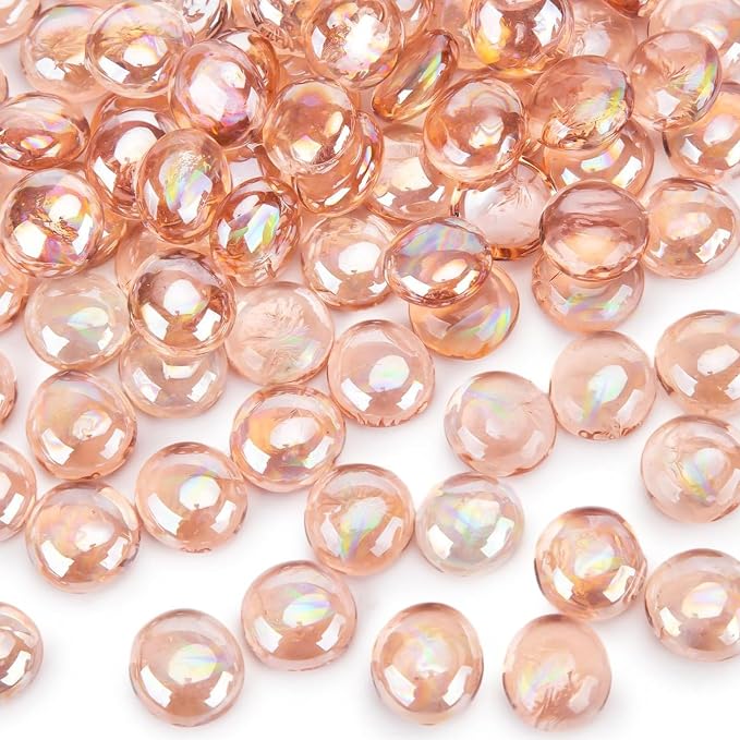 FUTUREPLUSX 1 LB Pink Flat Glass Marbles, Vase Fillers Gems | Glass Beads by FuturePlusX