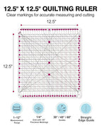 Quilting Rulers 12.5" x 12.5", Slotted Quilting Ruler - Image 4