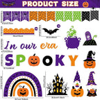 ojustbeok Halloween Bulletin Board Rainbow Pumpkin Ghost Decorations Bat Castle - Image 2