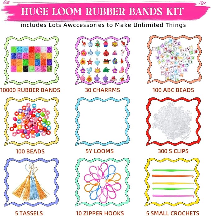 JIYAKO 11000+ Rubber Band Bracelet Kit, Friendship Bracelet kit, Loom Bracelet - Image 2