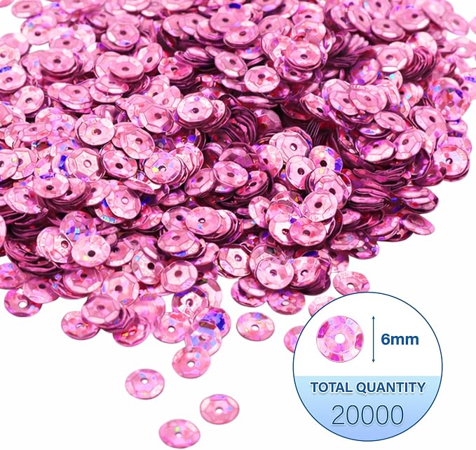 Mandala Crafts 6mm Cup Holographic Light Pink Sequins - Image 3