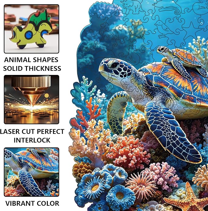 200pcs Wooden Puzzles for Adults Unique Animal Shaped Pieces Marine Life - Image 3