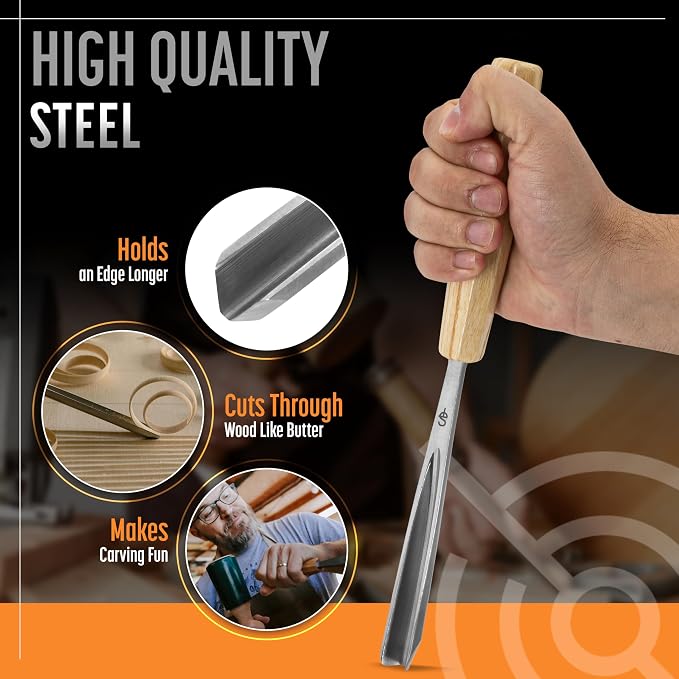 High-Quality Wood Carving Tools Set of 7 Chisels and Gouges - Image 3