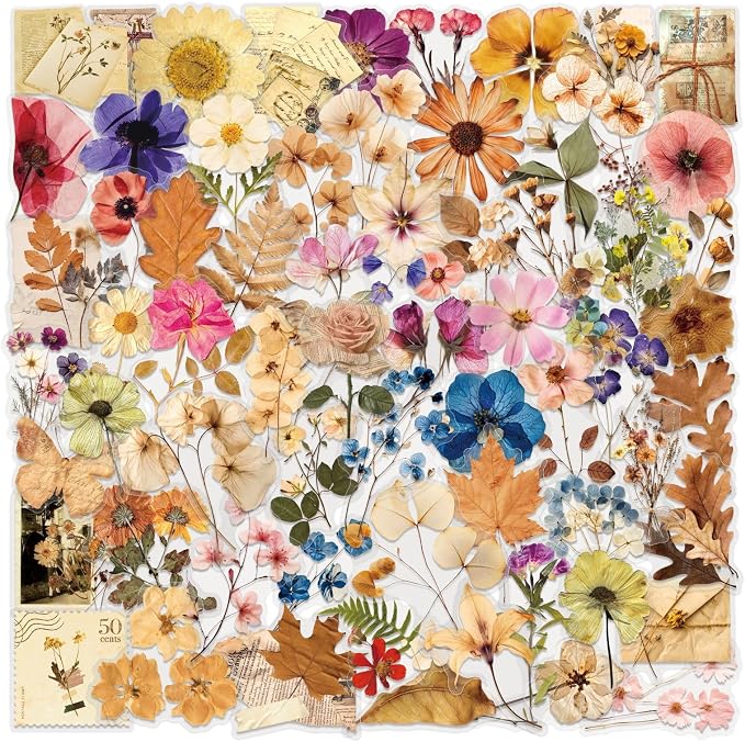 100PCS Transparent Flora Scrapbook Stickers, Vintage Aesthetic Flowers Sticker by Unknown