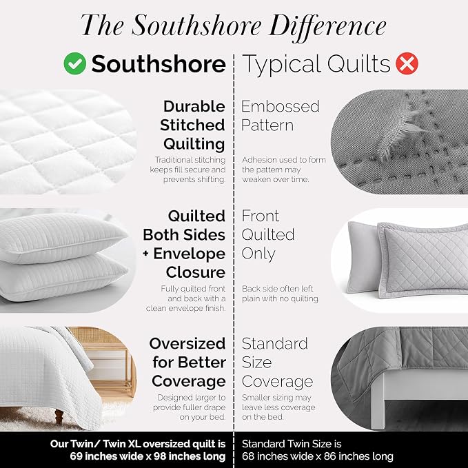 Southshore Fine Living, Inc. XL Twin Quilt Set, Microfiber Quilted Bedspread - Image 5
