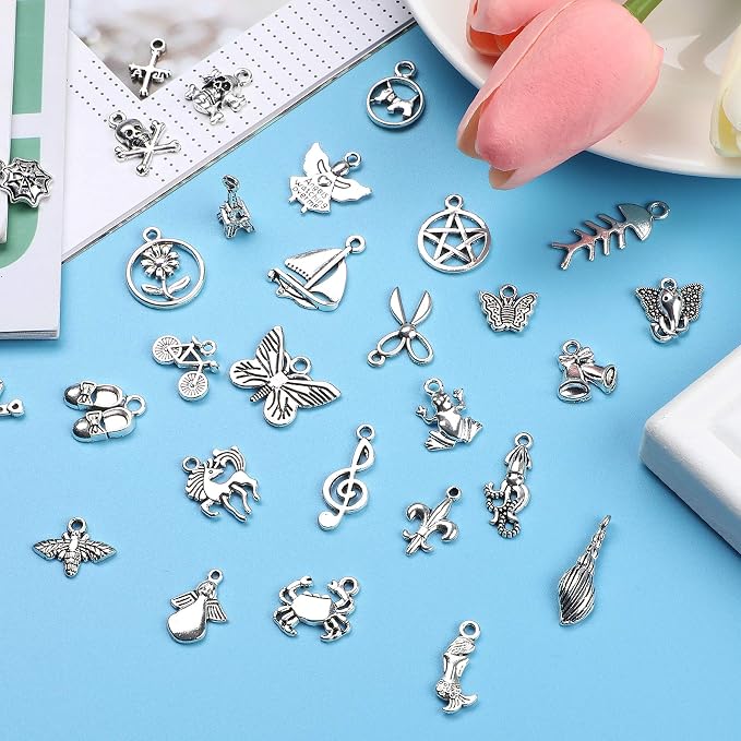 SANNIX 350Pcs Silver Charms for Jewelry Making Wholesale Bulk Tibetan Silver - Image 7