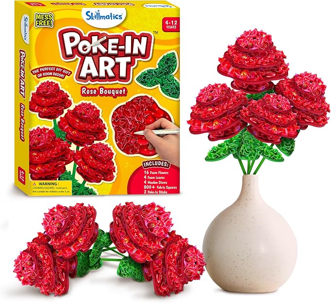 Skillmatics Poke-in Art – DIY Rose Bouquet, Wood Craft Kits | Mess-Free Fun by Skillmatics
