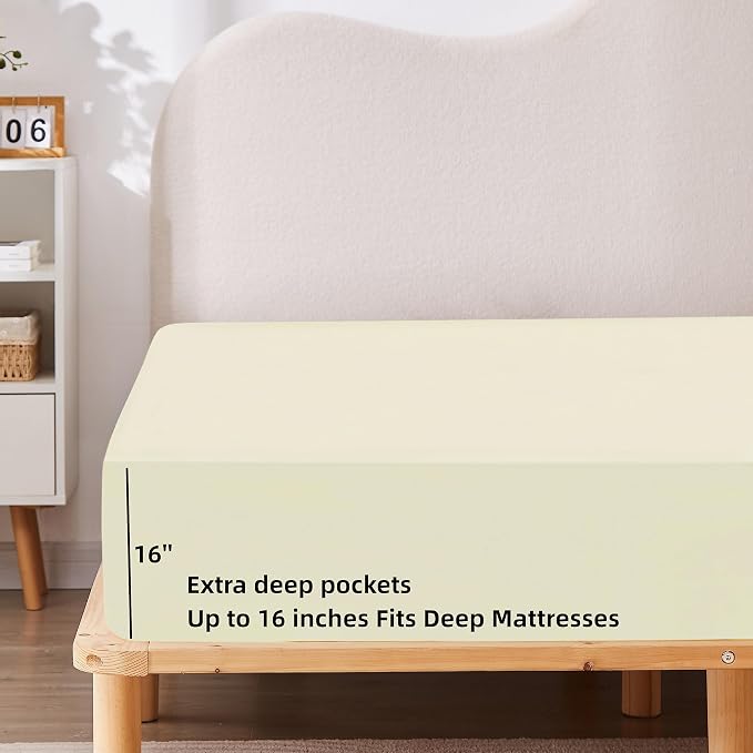 HBHLFZ Twin Fitted Sheet Only, Soft Breathable Bottom Sheet - Image 3