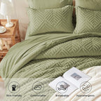 Zzlpp Twin Comforter Set 5 Pieces, Army Green Tufted Bed in a Bag - Image 3