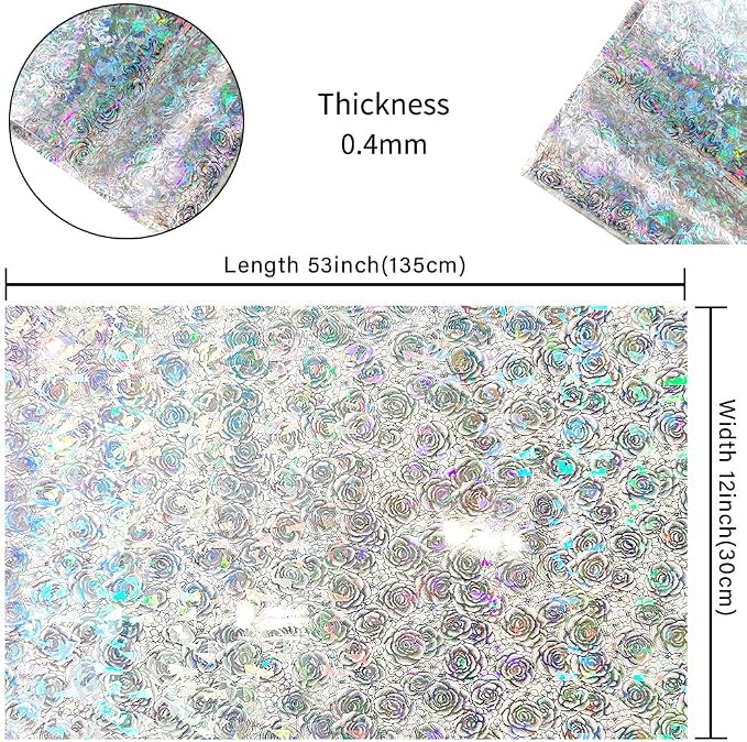 HYANG Transparent Rose PVC Super Clear Holographic Vinyl Faux Leather Sheets 1 - Image 4