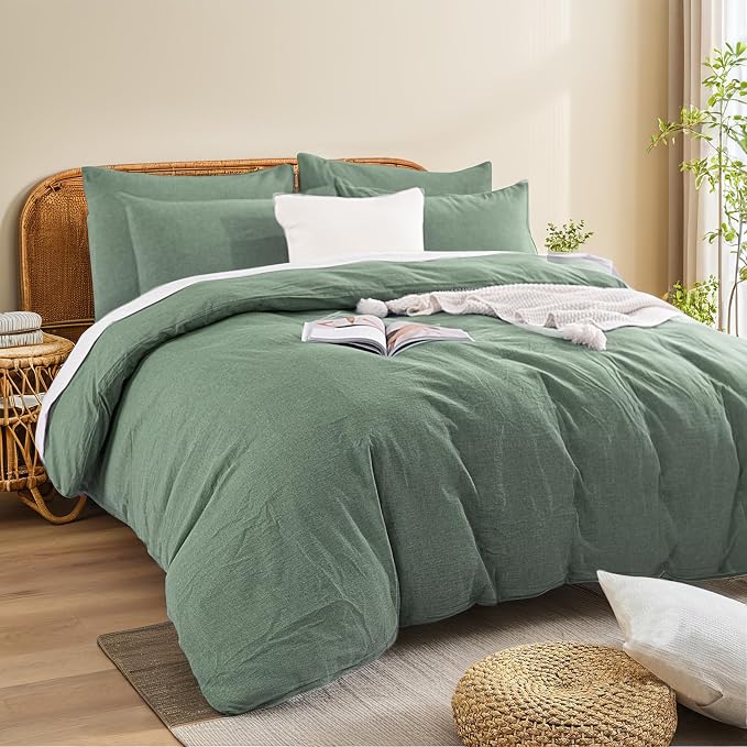 NEXHOME PRO Duvet Cover Twin 100% Washed Cotton, Organic Natural Linen Like - Image 3