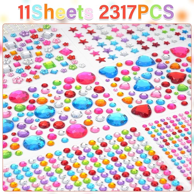 MMonDod 11 Sheets Gem Stickers, scrapbooking, card making, DIY decor, party - Image 3