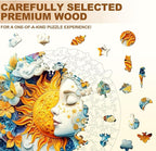 Moon Sun Face Art Puzzles Fantasy Flowers Round Puzzle Adults Gifts - Image 3