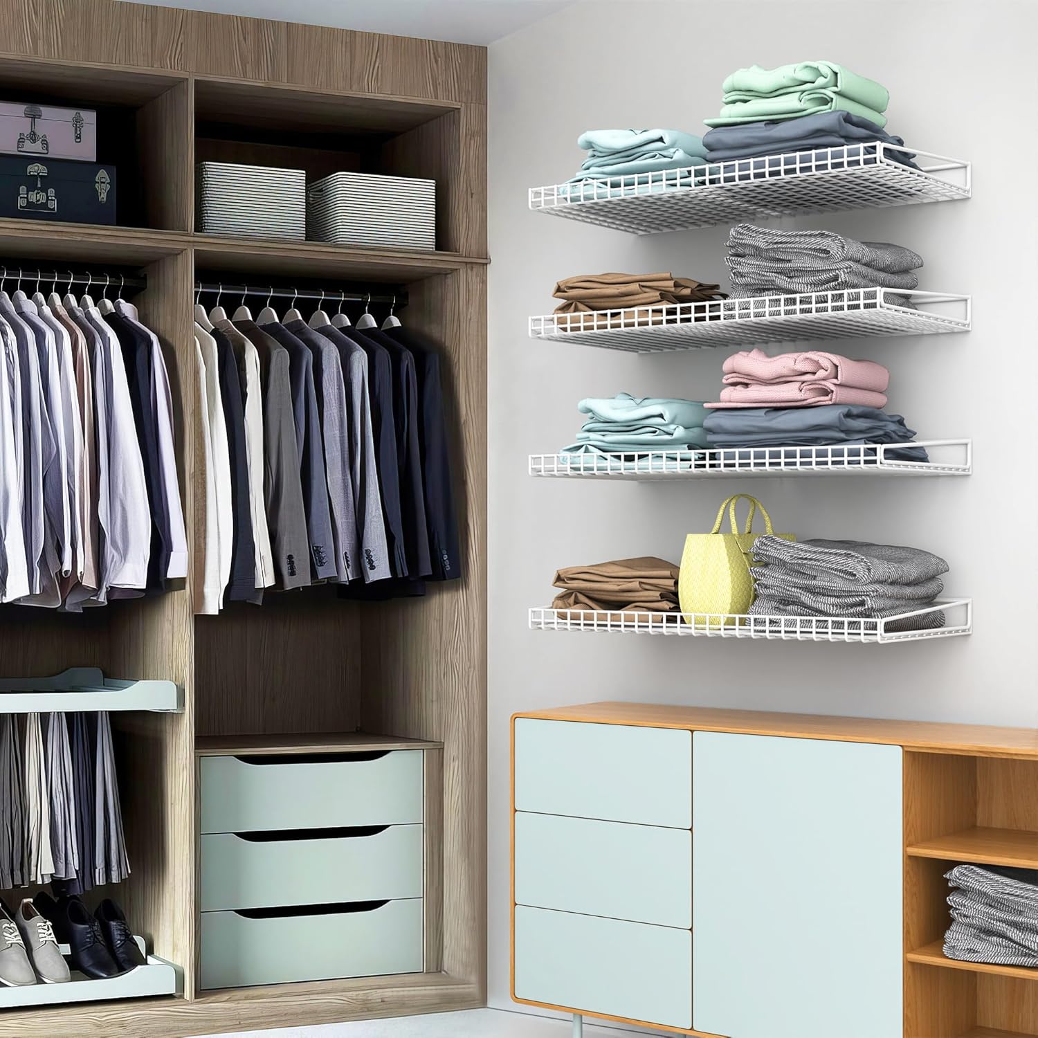 Ultrawall Wall Mounted Storage Shelf for Garage, 4 Pack Metal Shelf Rack, Heavy-Duty Wall Organizer Shelves Suitable for Shop, Shed, Garage 23.5inch x 12inch(White)