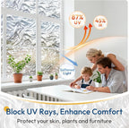 rabbitgoo Frosted Glass Window Privacy Film, Wave Pattern, 23.6" x 78.7" | - Image 5