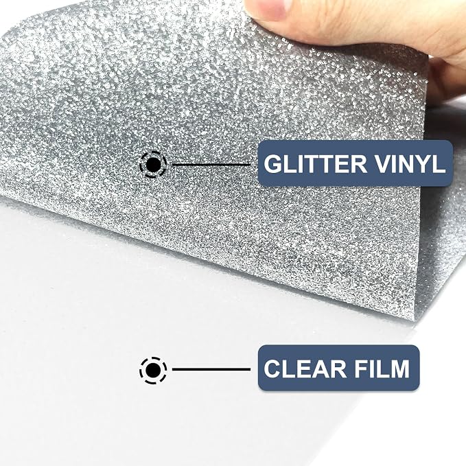 Silver Glitter Heat Transfer Vinyl 12" x 8 ft HTV - Image 4