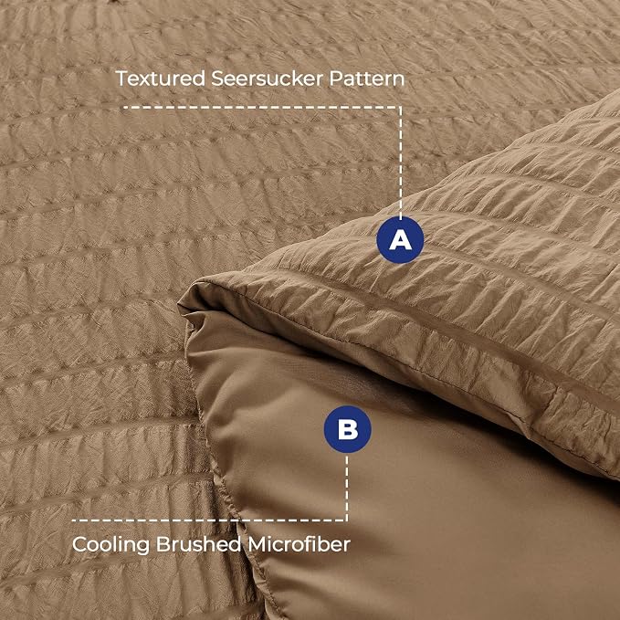 HYMOKEGE Brown Twin XL Comforter Set Seersucker 5 Pieces, All Season Luxury Bed - Image 4
