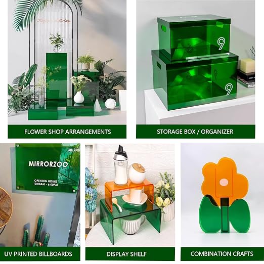 6 PCS Transparent Green Cast Acrylic Sheets 8" x 12" x 0.118", Plexiglass - Image 2
