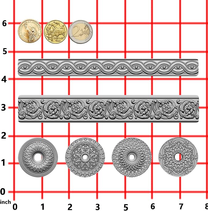 Art Mold for Polyclay Air Dry Clay Plaster, Trimmings and Medallion - Image 4