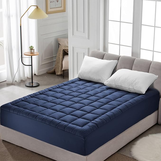 HYLEORY King Mattress Pad Quilted Fitted Mattress Protector Cooling Pillow Top - Image 7