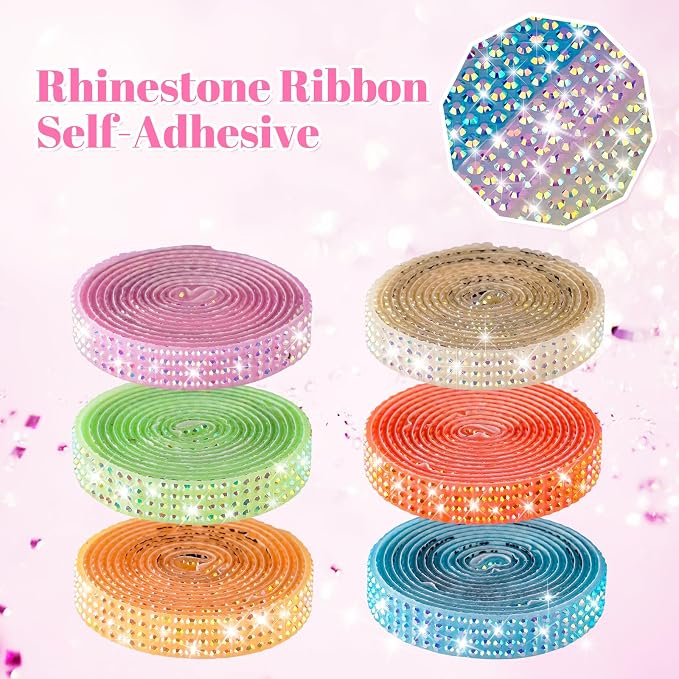 NiArt Self Adhesive Crystal Rhinestone Ribbon Set of 6 Colors, 6 Yards of - Image 4