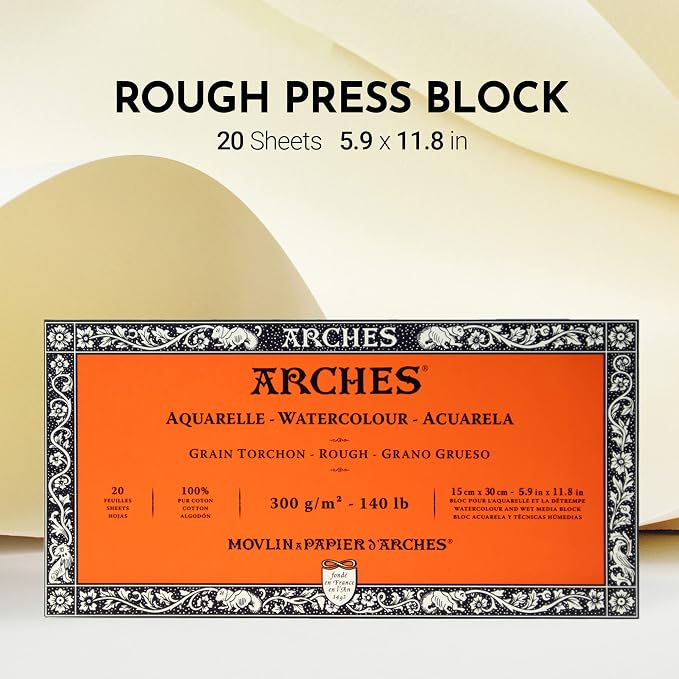 Arches Watercolor Paper Block, 5.9" x 11.8", 140 pound - Image 2