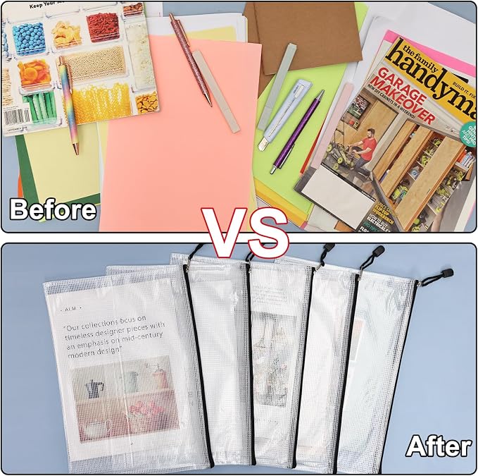 EOOUT 42pcs Mesh Zipper Pouch, Letter Size/A4 Size Puzzle Bag, Zipper File Bags - Image 4