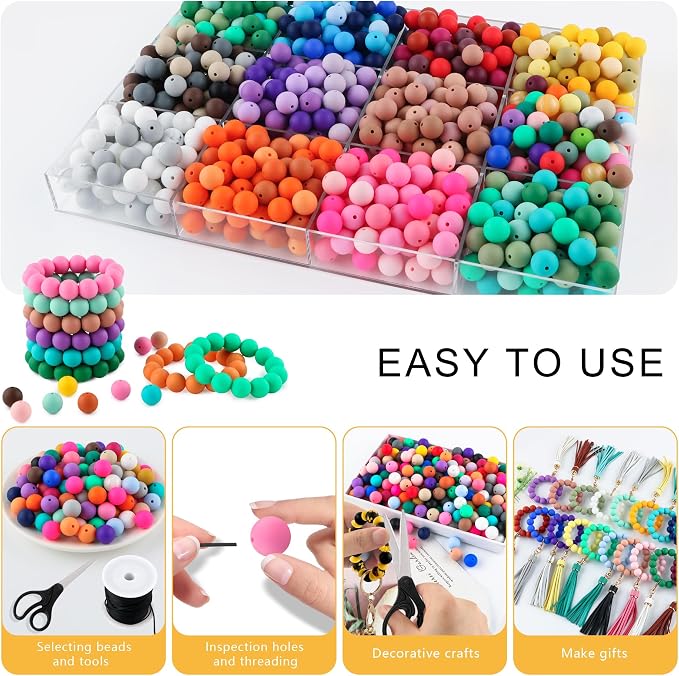 160Pcs Silicone Beads 12mm Mix Color, Bulk Silicone Beads 12mm - Image 4