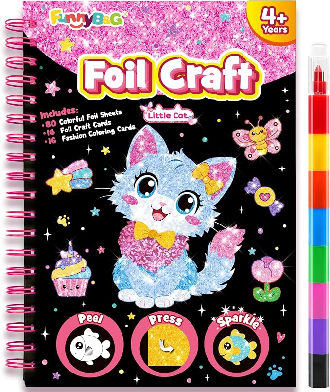 FUNNYB&G Foil Art Craft Kit for Girls 4-10 Years Old: Mess-Free & No-Glue by FUNNYBG