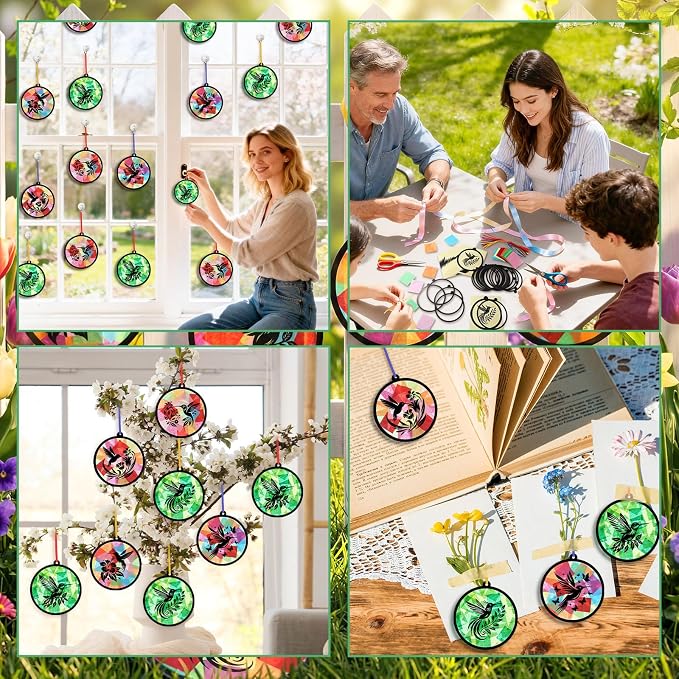 AmazingSpark 30 Pcs Mother's Day Hummingbird Suncatcher Craft Kits - Image 6