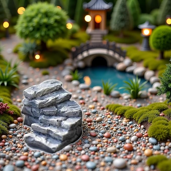 Jinshining Curved Stone Steps Miniature Fairy Garden Accessories, Miniature - Image 6