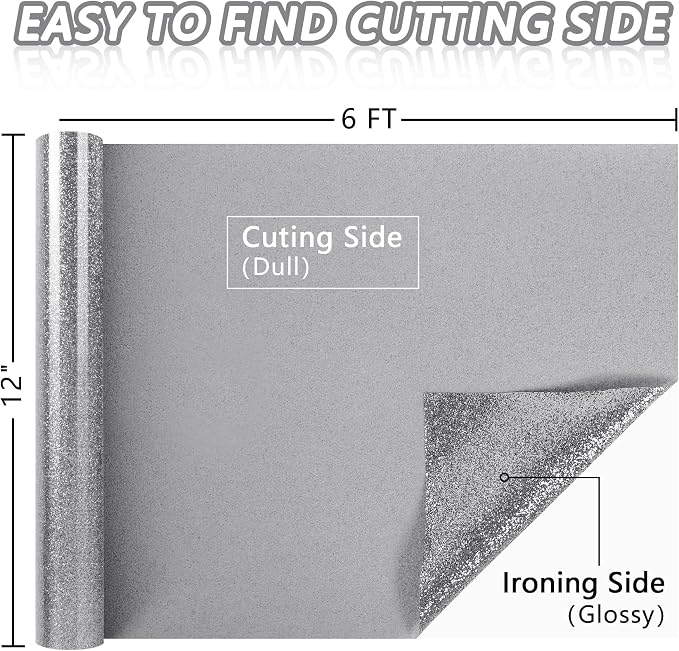 ​TORC Silver Glitter HTV Silver Heat Transfer Vinyl HTV Rolls - Image 3
