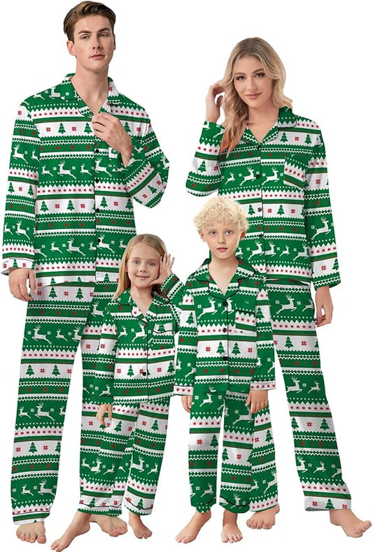 Schbbbta Family Matching Pajamas Holiday Sleepwear Long Sleeve Pjs Sets