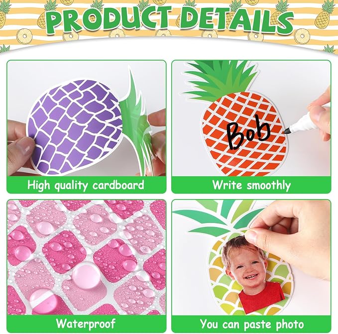 gisgfim 80Pcs Summer Cutouts Pineapple Decoration Bulletin Board Luau Tropical - Image 3