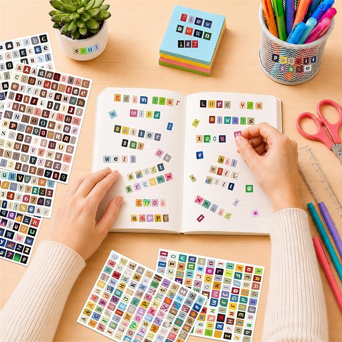 3912 Pcs Letter Stickers for Scrapbook Supplies, Vintage Alphabet Stickers | 36 - Image 6